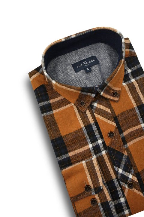 Potiers Flannel Shirt in Bronze and Black