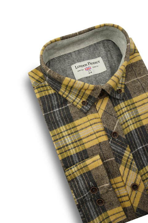 Marseille Flannel Shirt in Royal Yellow