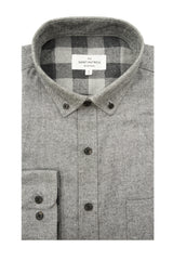Lancaster Brushed Diagonal Twill Shirt in Harbor Grey