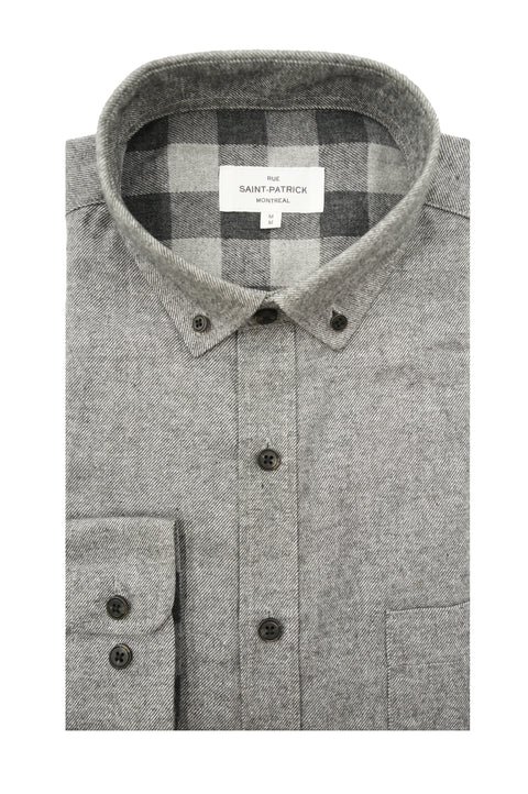 Lancaster Brushed Diagonal Twill Shirt in Harbor Grey