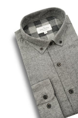 Lancaster Brushed Diagonal Twill Shirt in Harbor Grey