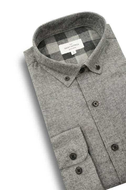 Lancaster Brushed Diagonal Twill Shirt in Harbor Grey