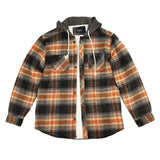 Surchemise à capuche doublée en sherpa Limerick en citrouille et anthracite