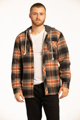 Surchemise à capuche doublée en sherpa Limerick en citrouille et anthracite