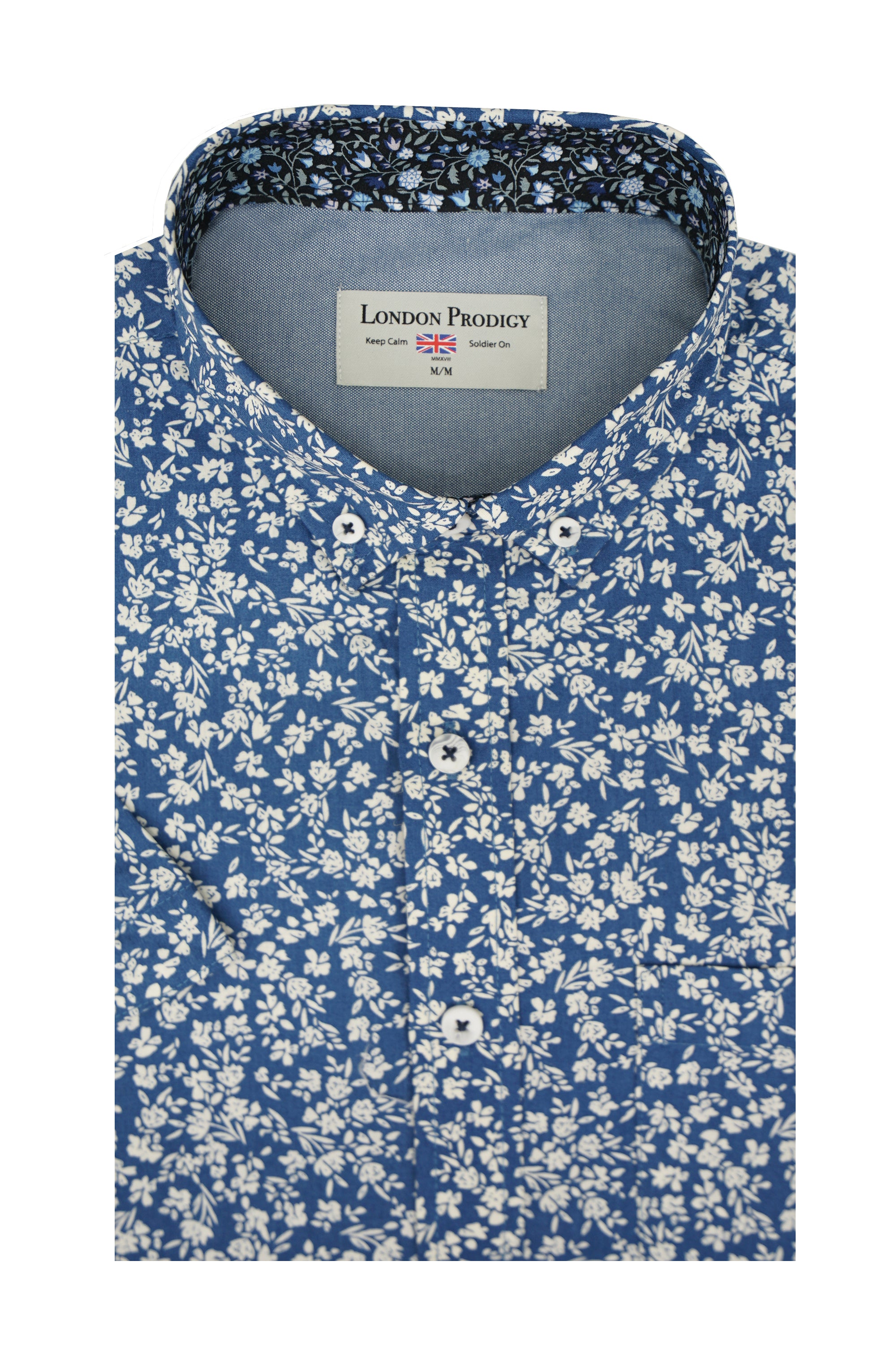 Chemise à manches courtes à imprimé floral Pattaya en bleu savoyard