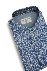 Chemise à manches courtes à imprimé floral Pattaya en bleu savoyard