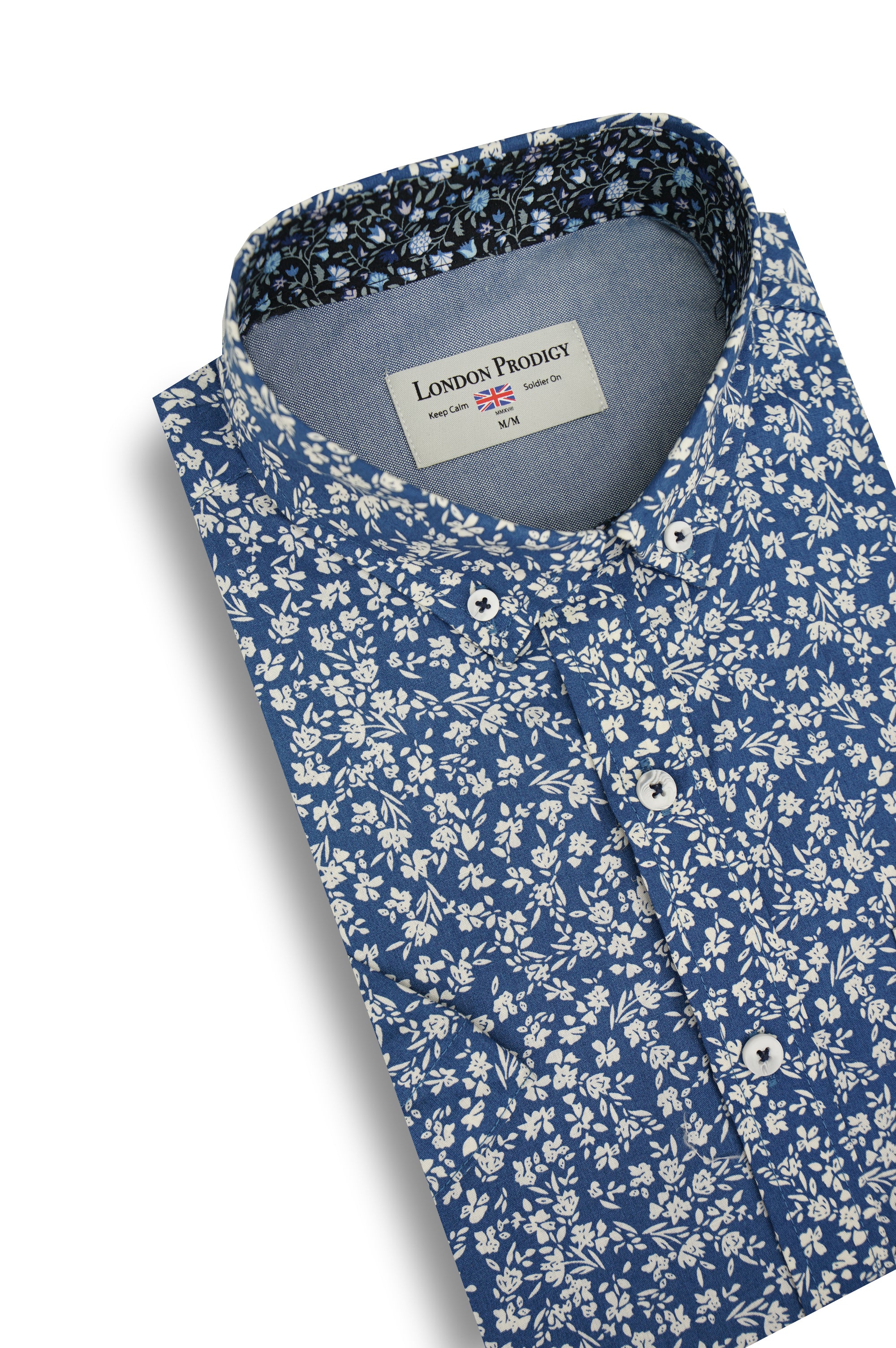 Chemise à manches courtes à imprimé floral Pattaya en bleu savoyard