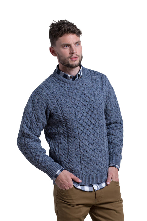 Merino Wool Crewneck Sweater in Denim Blue