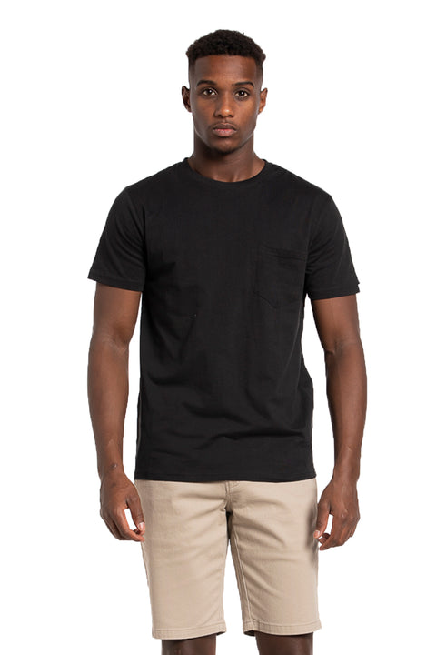 Organic Cotton T-Shirt with Chest Pocket in Black
