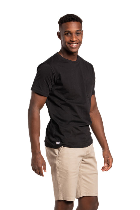 Organic Cotton T-Shirt with Chest Pocket in Black