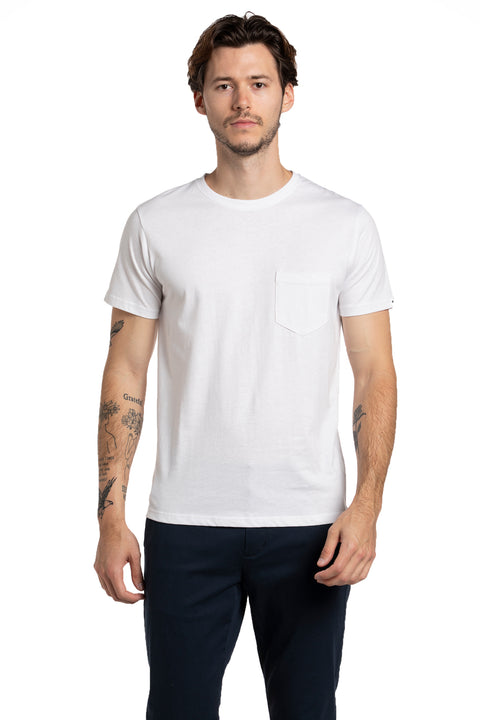 Organic Cotton T-Shirt with Chest Pocket in White
