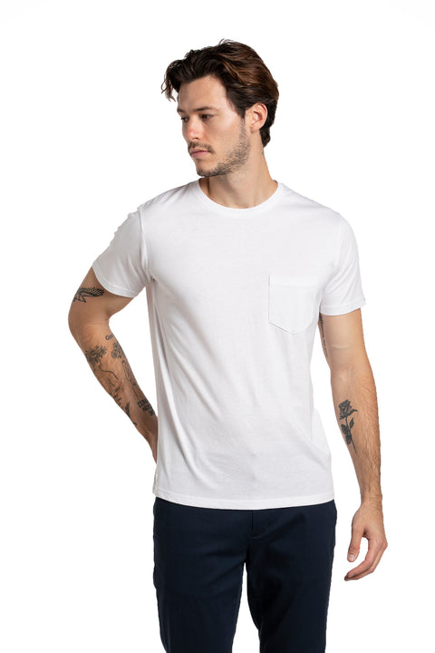 Organic Cotton T-Shirt with Chest Pocket in White