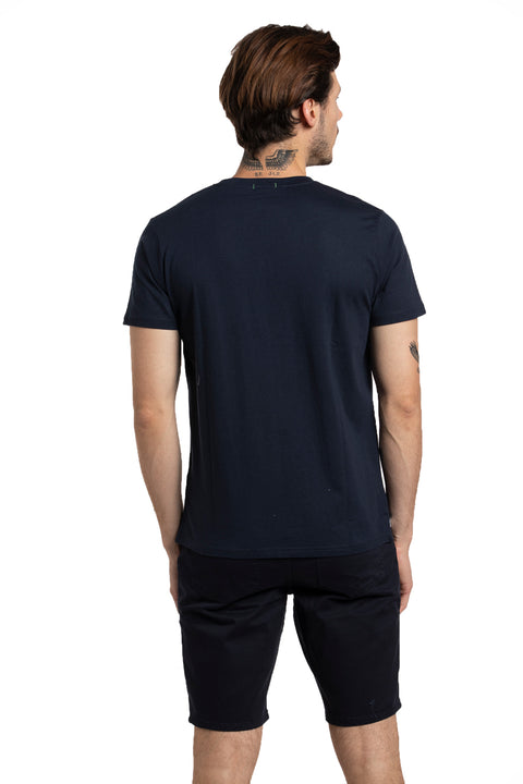 Organic Cotton T-Shirt with Chest Pocket in Navy