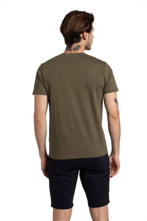 Organic Cotton T-Shirt with Chest Pocket in Military Green