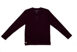 Long Sleeve Organic Cotton Henley in Merlot