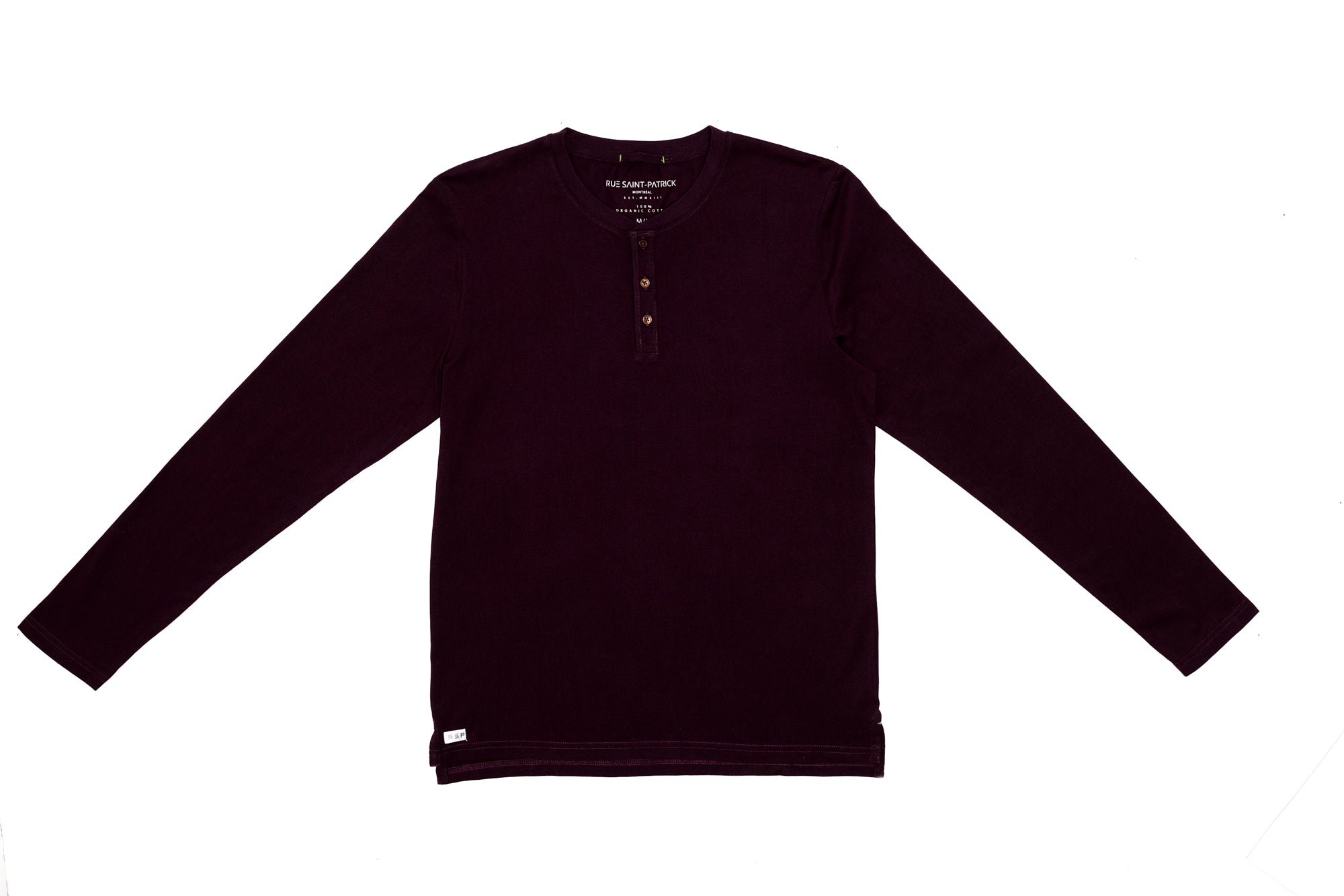 Long Sleeve Organic Cotton Henley in Merlot