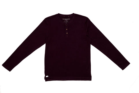Long Sleeve Organic Cotton Henley in Merlot
