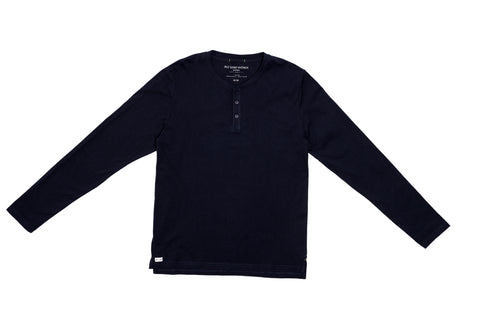 Long Sleeve Organic Cotton Henley in Navy