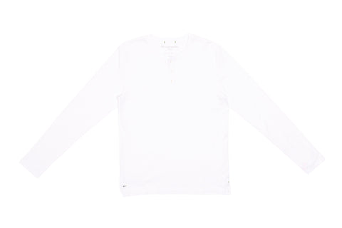 Long Sleeve Organic Cotton Henley in White