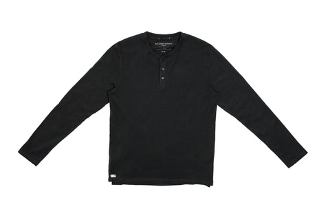 Long Sleeve Organic Cotton Henley in Dark Olive
