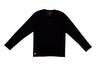T-shirt Henley à manches longues en coton biologique noir