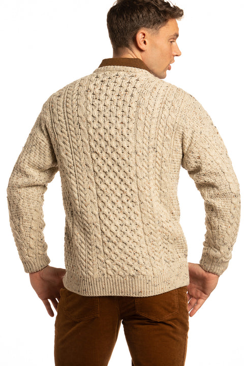 Merino Wool Crewneck Sweater in Oatmeal with Colour Flecks