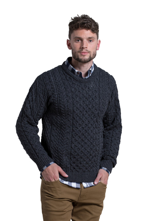 Merino Wool Crewneck Sweater in Granite Grey