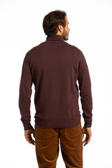 Cotton Cowl Neck Sweater in Dark Burgundy