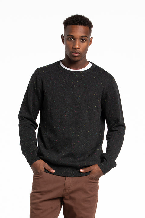 Donegal Cotton Sweater in Black