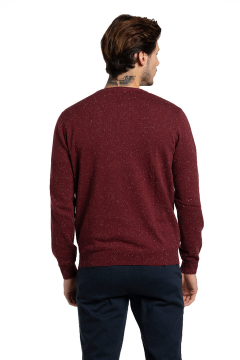 Donegal Cotton Sweater in Burgundy