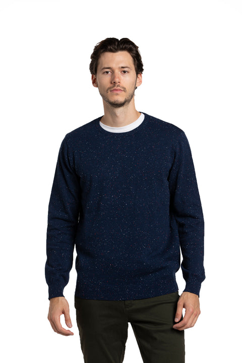 Donegal Cotton Sweater in Navy