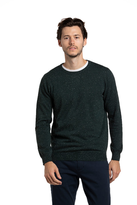 Donegal Cotton Sweater in Bottle Green