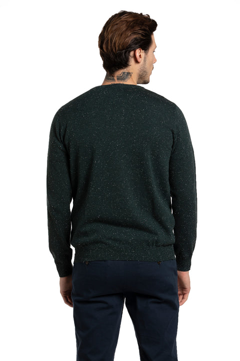 Donegal Cotton Sweater in Bottle Green