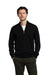 Zip Mock Neck Cotton Sweater in Black