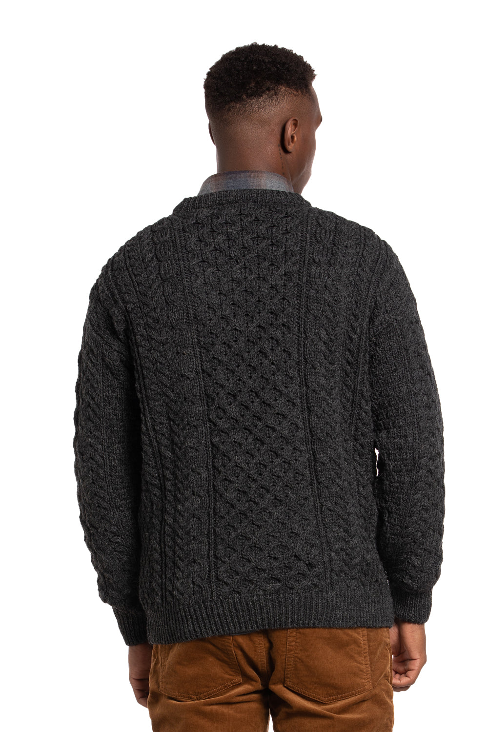 Worsted Wool Crewneck Sweater in Dark Granite