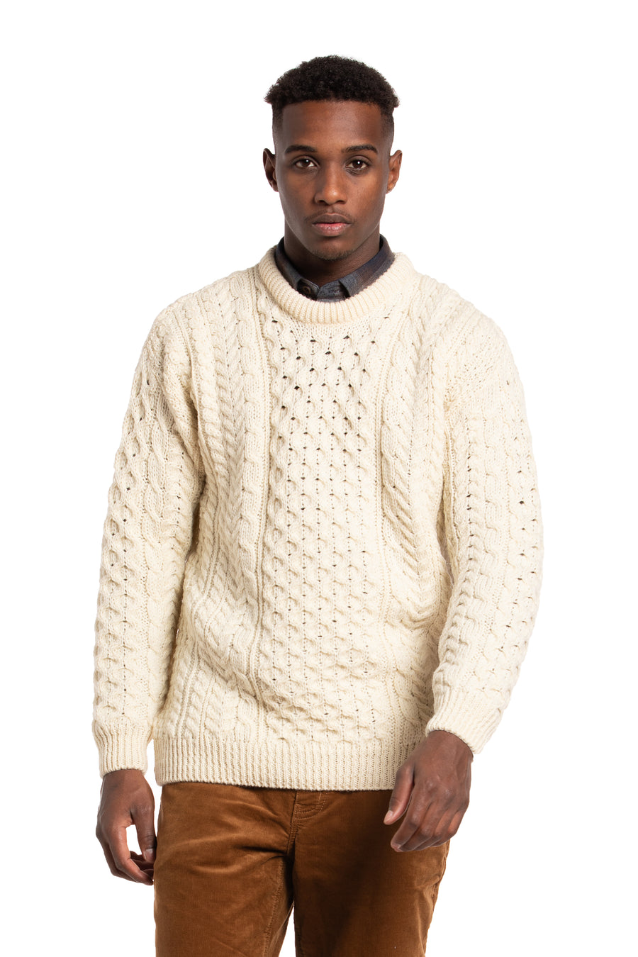 Worsted Wool Crewneck Sweater In Ecru