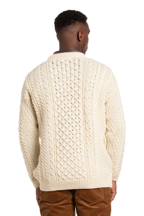 Worsted Wool Crewneck Sweater In Ecru