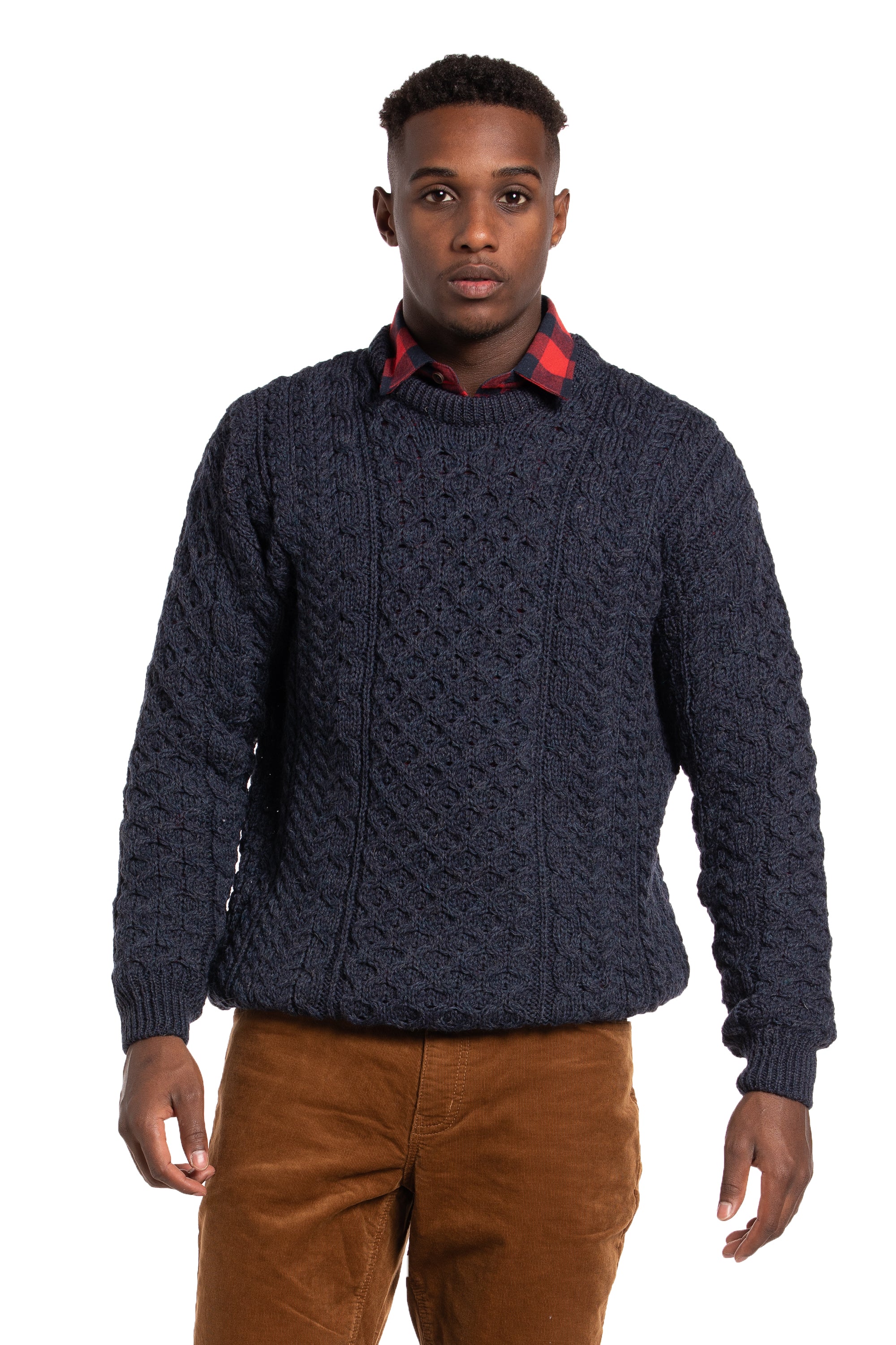 Worsted Wool Crewneck Sweater in Midnight Blue