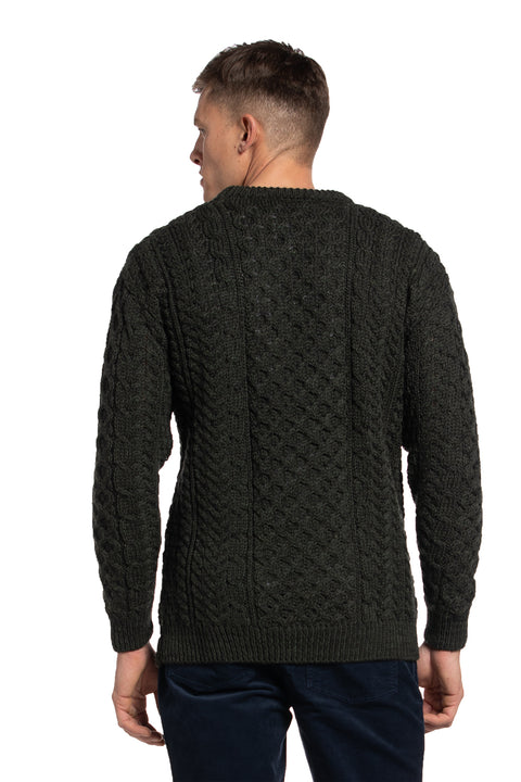 Worsted Wool Crewneck Sweater in Dark Moss