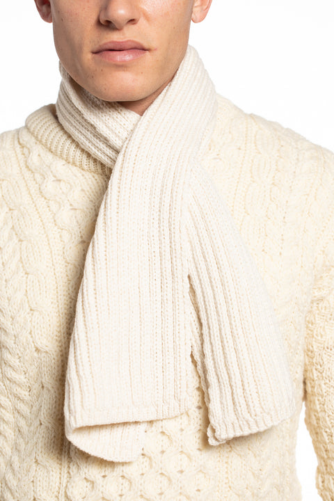 Cable Knit Scarf in Natural Made in Ireland