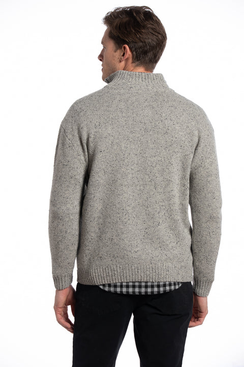 Donegal Blend Zip Neck Sweater - Stone Grey