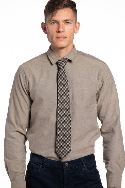 Grey/ Taupe Check Wool Tie