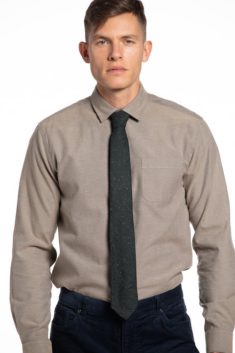 Forest Green Color-Fleck Wool Tie